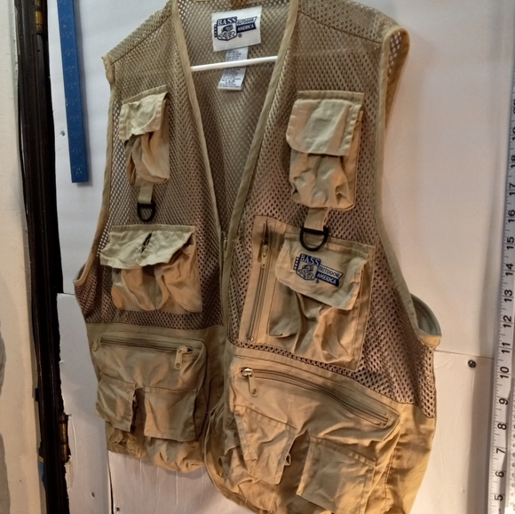 Bass Outdoor America Mesh Ammo Tactical Hunting Hiking Beige L/XL Fishing Vest - Picture 2 of 16